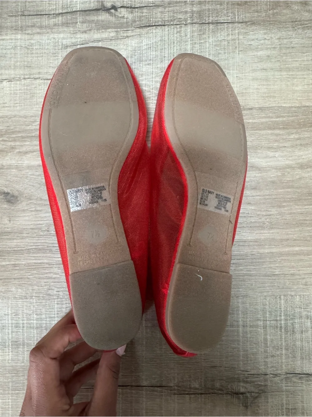 Old Navy Bright Red Mesh Slip-On Ballet Flats
